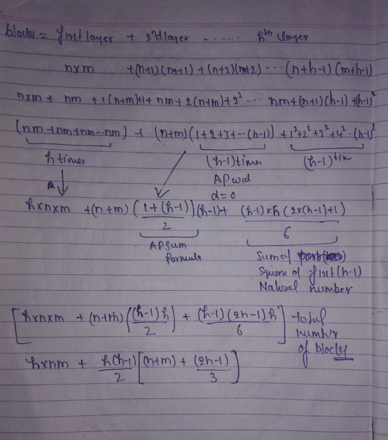 bym y (h-l) ter blocks = first layer & and layer pth layer +(1+1)(mt) + (0+2)(2012) ..(n+h) (mth-1) NXM + um ti (nem JH+ 10 4