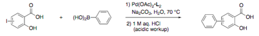 OH (HO),B- 1) Po(OAC),-L2 Na2CO3, H20.70 °C 2) 1 M aq. HCI (acidic workup) OH OH