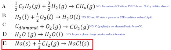 NO. Formation of CH4 from C2H2 shown. Not by defiition allowed. . H2 and O2 state is gaseous at STP conditions and not Liquid