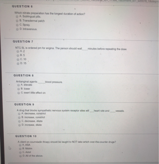 LULJ J ocuise_lu_17506_Tolcontent_id=649078_18 steps QUESTION 6 Which nitrate preparation has the longest duration of action?