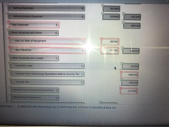 Selling Expenses 307900 PP * Administrative Expense 243600 551500 Total Expenses 489100 Other Revenues and Gains Gain on Sale