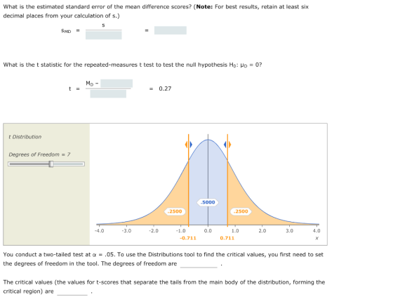 What is the estimated standard error of the mean difference scores? (Note: For best results, retain at least six decimal plac