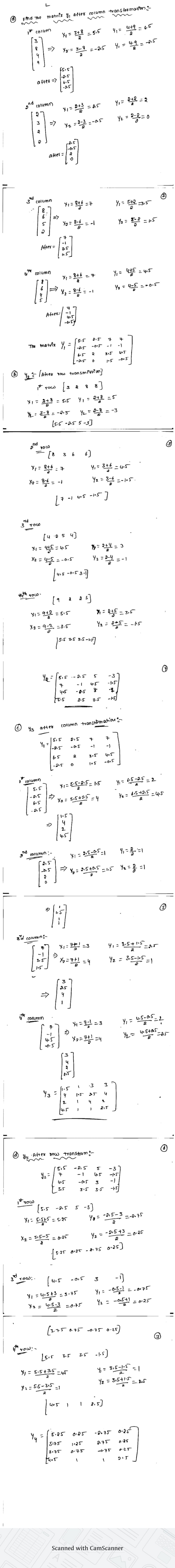 @ Find the matriz y, after column transtormation: u+۹ 6.5 د :ر9 colum یک = و X = 3+ 8 3 %, : 49 دهد ہ 8 - = . ولا = = =-= S8-