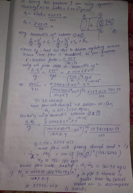 n Solving this questiom J am using dy nan dli /n (00 4- ust Bernoullis egn before en (D42) 2. ng mino- ead lose dut to ficfm