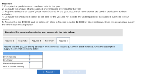 Required: 1. Compute the predetermined overhead rate for the year. 2. Compute the amount of underapplied or overapplied overh