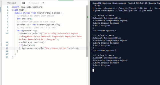 Open JDK Runtime Environment (build 10.0.2+13-Ubuntu-lu .04.4) ? javac -classpath .:/run dir/junit-4.12.jar -d . Main > java