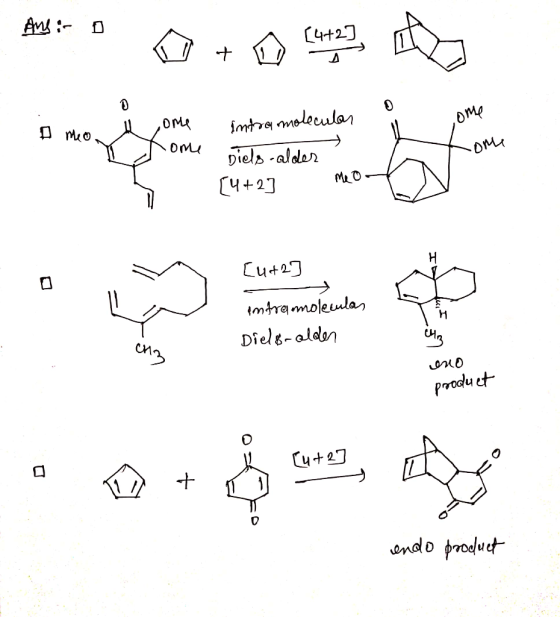 + 2 1 mo k ome ome intra molecular Y I ome piels-alder. home [4+2] Me O [uar] D entre molecular Dielo-alden ико product [4+2]