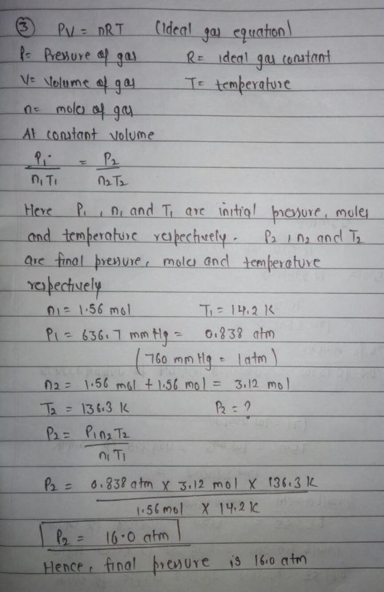 3) PVL - DRT (ideal gas equation ) P. Pressure of gas R= ideal gas constant Ve volume of gas Te temperature na molo of gay Al