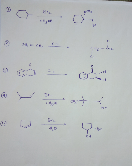 Br₂ OCH13 CH₃OH Br o CH₂ - CH₂ . . (42 Cl2 1 Brz CH₂OH Br Br. H₂O Br. OH