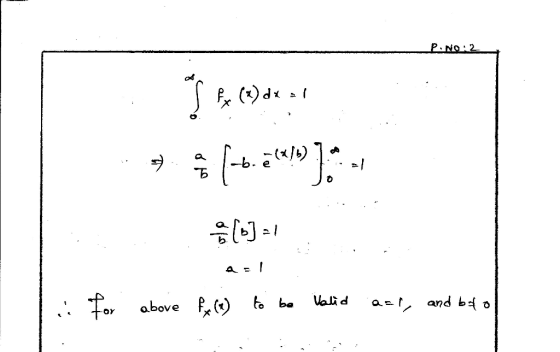P.NO:2 I fx (x) dx = 1 a (b] =1 ar! li for above fx (4) to be Valid aar, and bool