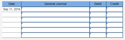 Date General Journal Debit Credit Sep 11, 2016