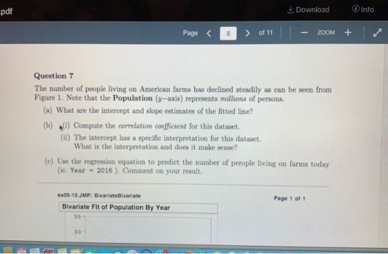 Download Info pdf ZOOM + ) of 11 Page く Question 7 The number of people living on American farms has declined steadily as can