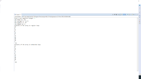Console X terminated > Lab5 [lava Application C:\Program Files lava je 180 221\bin java.exe (23-Feb-2020, 10:38:18 AM) Enter