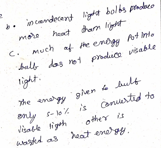 prodice visable $ heat incondecent light bulbs produce more than light much at the energy put into light: c. energy given to