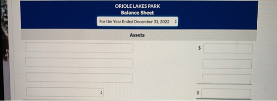 ORIOLE LAKES PARK Balance Sheet For the Year Ended December 31, 2022 Assets