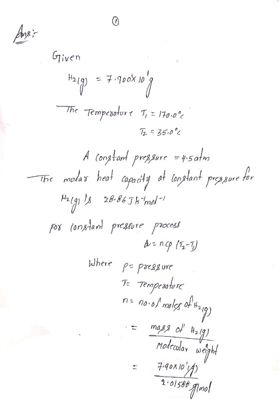 GTiven 7.900x 1D The Tempesatur T = 1%0-0c T35.0 A Conptin pressure45afm onslant paure The molay hea! FOX (ondon preare proe