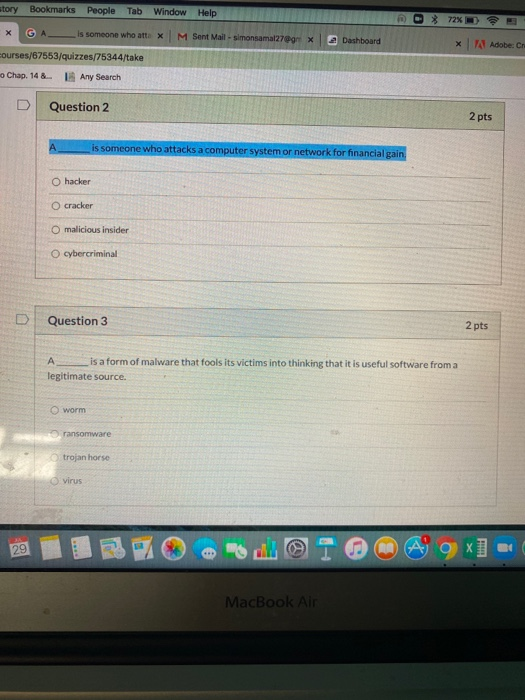 story Bookmarks People Tab Window Help 72% х GA is someone who attaX M Sent Mail-simonsamal27 X Dashboard X 11 Adobe: C cours