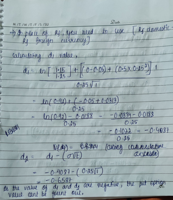 M/T/W/T/F/S/SU Date. use = In place of Rf, you need to 1 Rf domestic - f foreign currency]. Callculating dy value, 16 die an