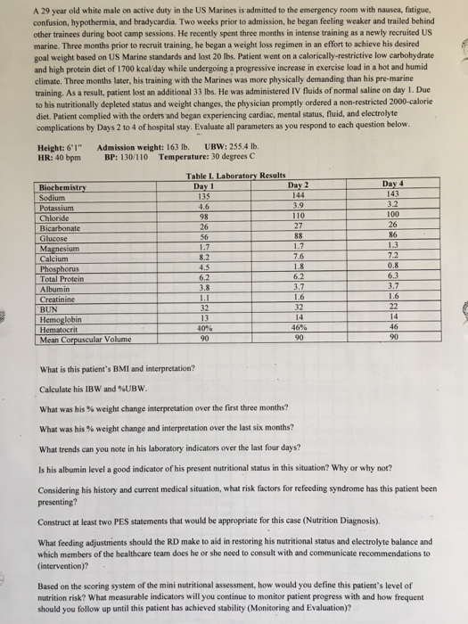 A 29 year old white male on active duty in the US Marines is admitted to the emergency room with nausea, fatigue, confusion,