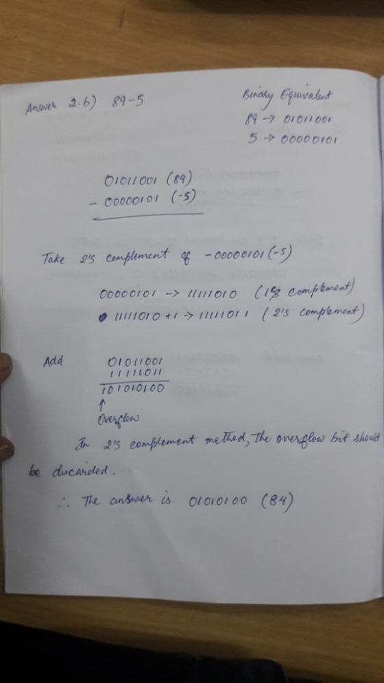 Anoe 26) 89-5 -010100 500000101 OiollooI (&a) - Co00O1O(-s) Take 2semplernen 96-00000101 (- Add 0101100 01010100 be ducarole