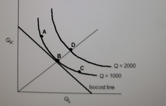A D. В. Q=2000 с Q = 1000 Isocost line QL