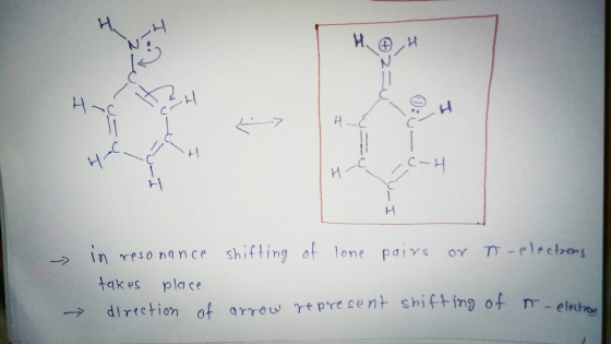 ĐH 7 THE H į ,,C-H - I H - shifting of lone pairs or n-electrons in resonance takes place direction of arrow represent shifti
