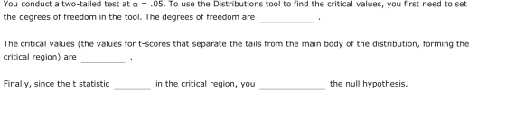 You conduct a two-tailed test at a = .05. To use the Distributions tool to find the critical values, you first need to set th