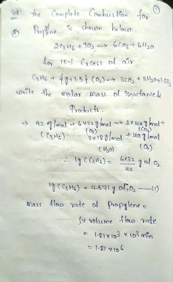 so the Complele Combus on foy Shoon OLD leactance 10,) C #0)a) 6x3 10 c C3%) 4-2 mass tas rate of Proprlene a 131x 1o3 x 103 mn