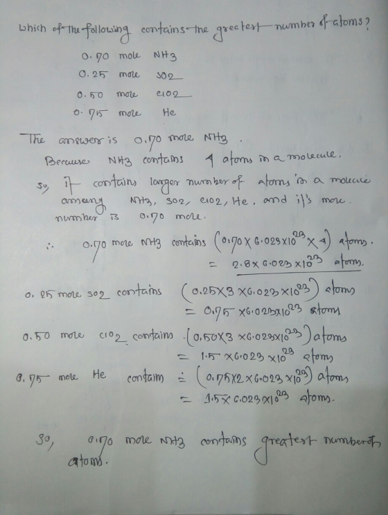 hich efhu-fallousing contains-the gec test numher daloms O. 70 mole NH3 O. 25 male S02 ei02 O.50 male He O75 mole mote NHg Th
