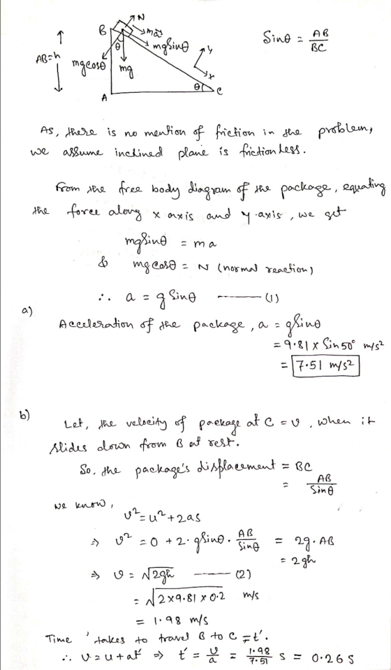 RAN Sino a AB Jo mgling ay BC Arch mgcose | mg ACC problem, As, there we assume is no mention of inclined plane friction in t