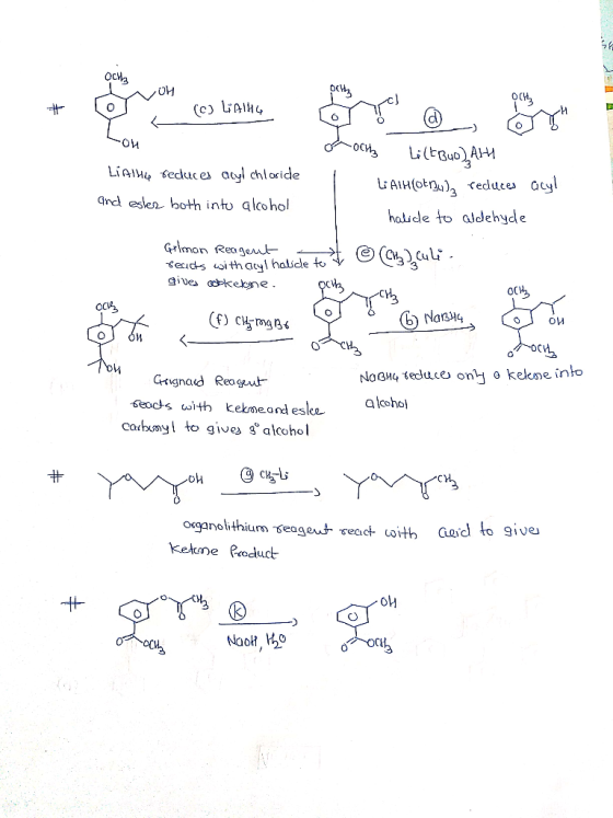 och OH Orthy (c) LAH وا Lo LiA feduces acyl chloride and ester both into alcohol оси, s(EQup) AM LAIH(Othu)ą reduces acyl hal