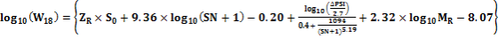 log10 (37) log10 (W13) = ZRX 50 + 9.36 x log10 (SN + 1) - 0.20 +; :+2.32 x log10 MR - 8.07 0.4+ 1094 (SN-195.19