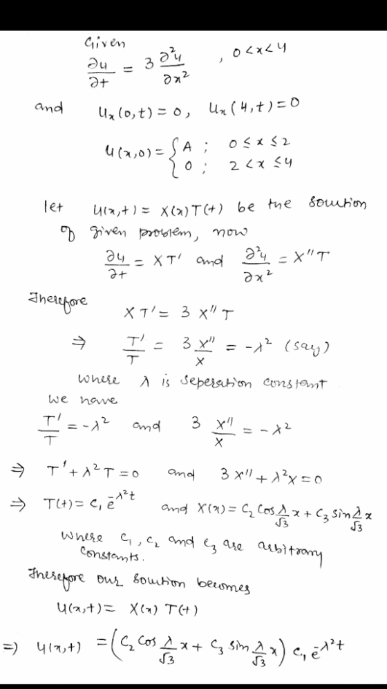 Given 2 っ 3h we nswe T + λT=0 and 3 Oui Souuh beme 3