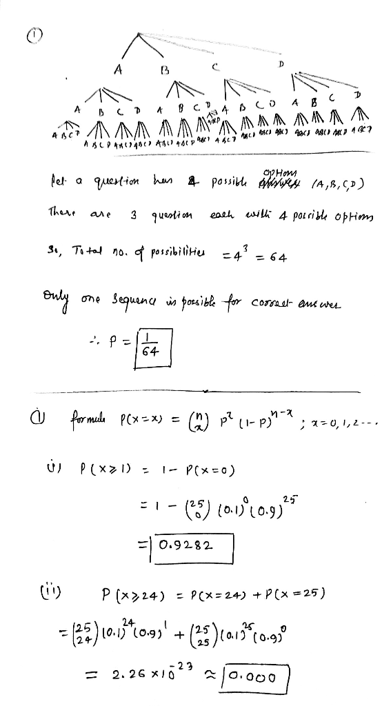 mOHdo fet a question ha 4 possile alriey (A,8,C each wilthi 4 pot ri ble optims There 3 questi on are 31, Total no. possibili