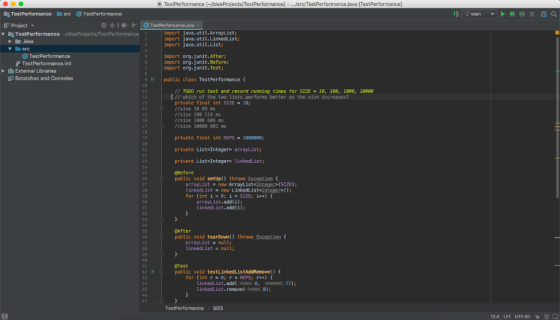 TestPerformance [~/ldeaProjects/Test Performance]- .../src/TestPerformance.java [TestPerformance] TestPerformance src TestPer