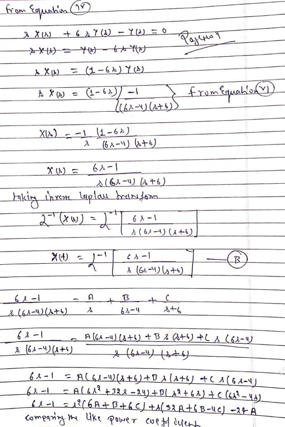 from Equestion 2 x() + 6 s Y () - Y() = 0 &x ) = (s) otto bXls) = (1-64) Y) A X (s) = (1-6)) - 1662-4)(+6) from Equable X(X)