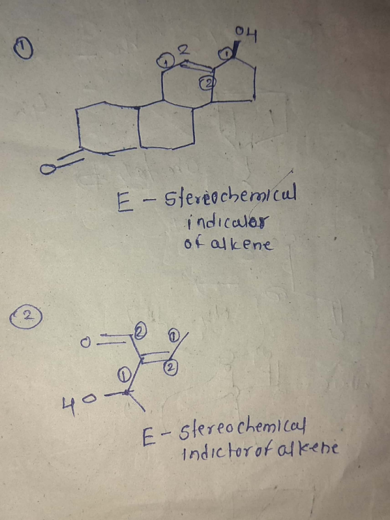 E - Stereochemical indicator of alkene o=@_ E-stereochemical Indictor of alkene
