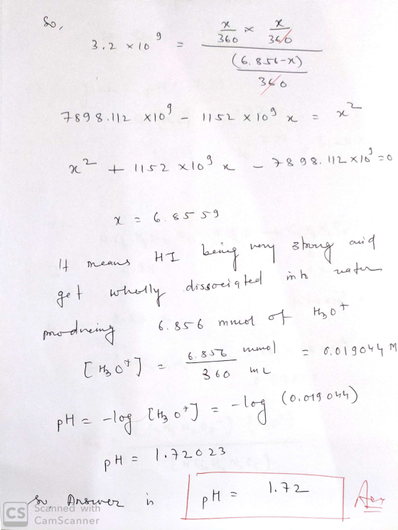 2 260 360 * 3% 60 3,2x10 9 = 2 x 10 (6. 856-x) 360 7898.112 x10° - 1152 x 109 x = x? + 1152 x 10 x 78.98.112x1620 x = 6.8559