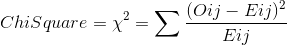 ChiSquare = x = [ (Oij – Eij)! Eij