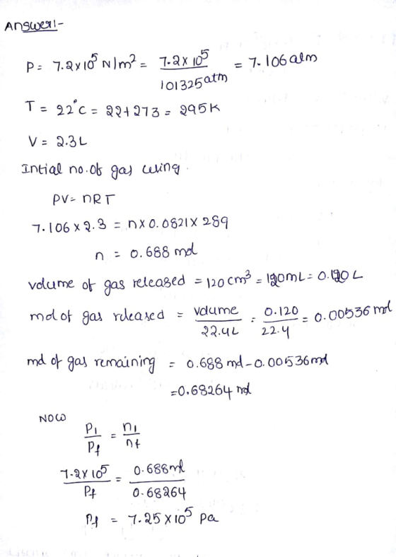 Answea O1325ath intial no ob Ia) cina volume or gas releasedニ120 cm3:1gomLogoL vdume O.120 md 아 ga, remaining 0.688 rd-O. 00636 md -0.68264 Pini Pt P 0.6886 3