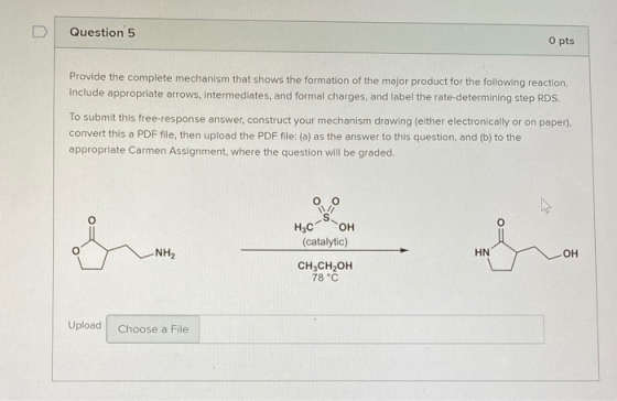Question 5 O pts Provide the complete mechanism that shows the formation of the major product for the following reaction. Inc