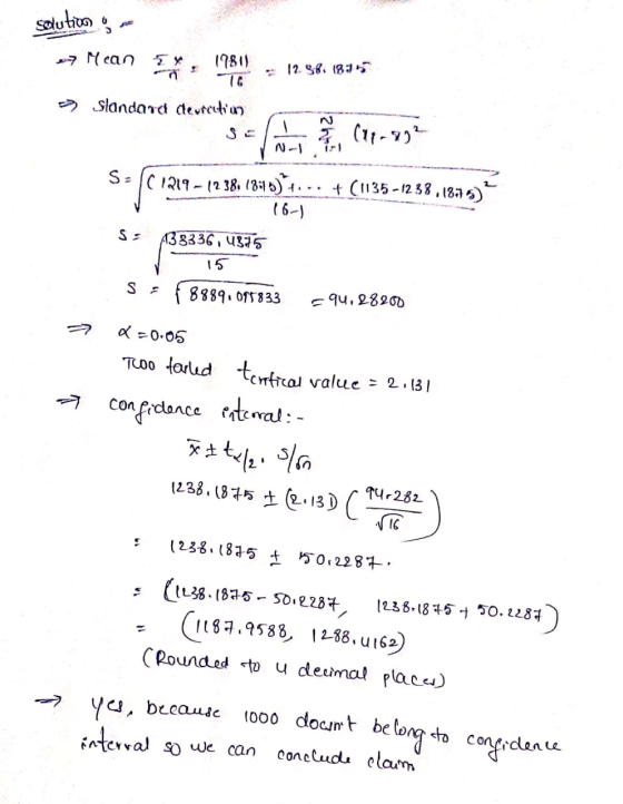 solution 7 Mean 5x 1981) 12.98. 18:15 TG slandard deurcutian (1-3² S- (C1219-1238, 18:16) 4.- + (1135-1238.1895) 16-1 S 43833