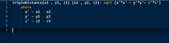 1 tripleDistance(x1 z1) (x2 z2)-sqrt (x.*x y*y+ z*z) 1 yl, y2, + , , where 2