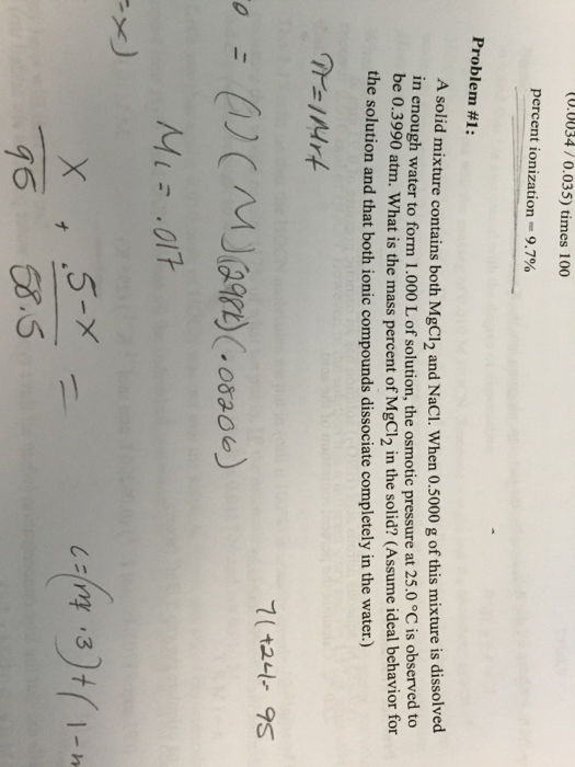 (0.0034 / 0.035) times 100 Percent ionization = 9.