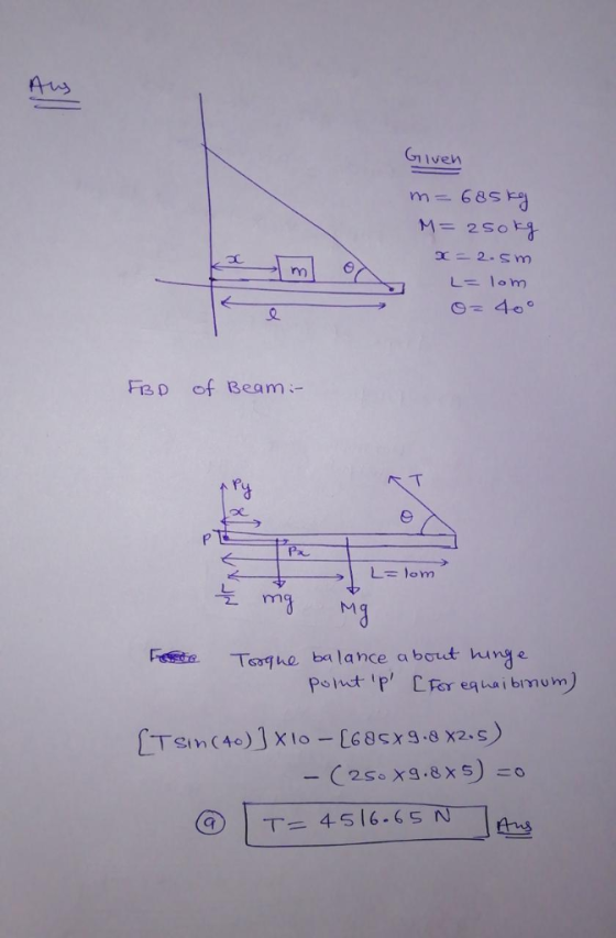 L= lom FB D of Beam- Mg Taxqho ba lance a bott ne 9) | T= 4516-65N