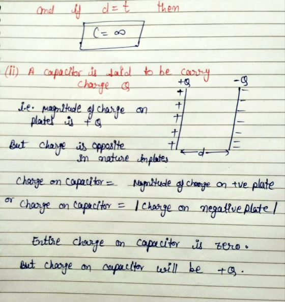 dzt them 1 C= 00 - + + + magnitude (1) A capacitor is said to be carry charge o j.e. of charge on plater is to + But charge i