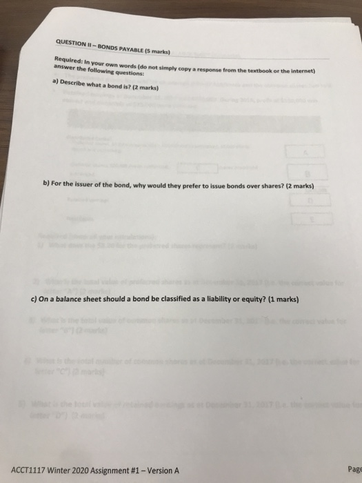 QUESTION 11-BONDS PAYABLE (5 marks) Required: In your own words (do not simply copy In your own words do not simply copy a re