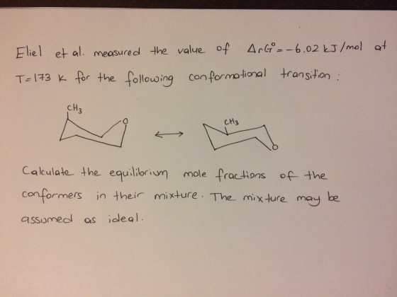 Eliel et al. measured the value of delta rG degree
