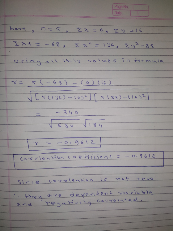 Page No Date. es into NLS CI36)- (33)-2 -340 CorY γ l e amen coefficient --o-9612 Pne