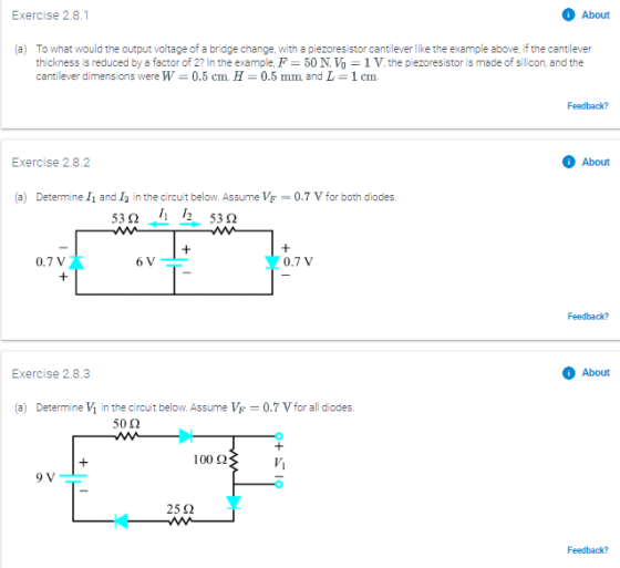 Exercise 2.8.1 About (a) To what would the output voltage of a bridge change, with a piezoresistor cantilever like the exampl